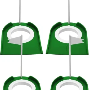 Four Golf Putting Cups and Flags