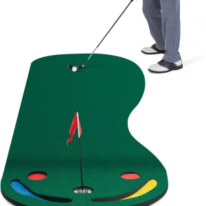 GYMAX Putting Green, 300 x 96 cm Par Three Putting Mat Set with 3 Putting Cups