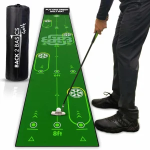 BACK 2 BASICS GOLF 10ft Golf Putting Mat, Indoor & Outdoor Practice, Green